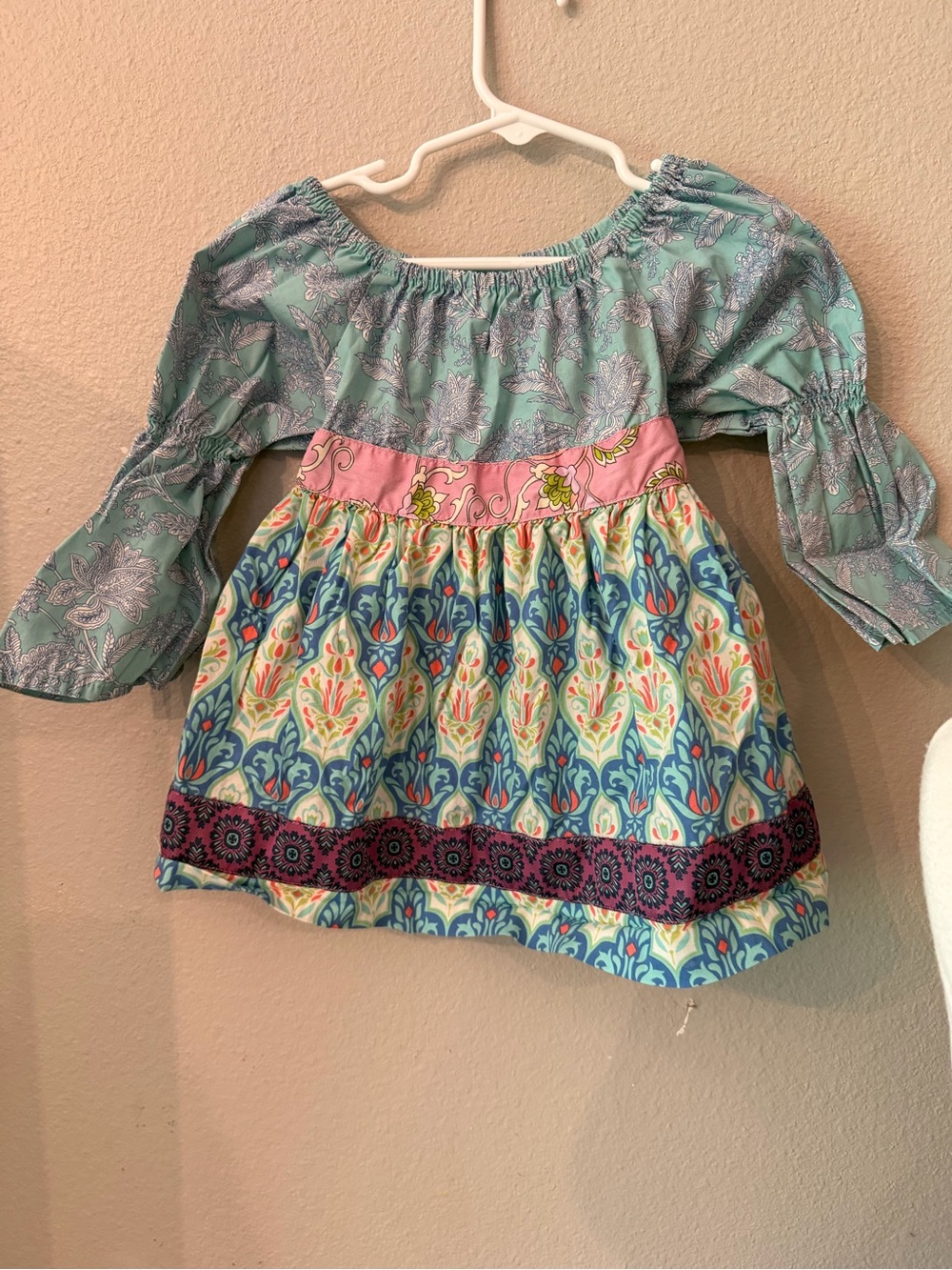 Matilda Jane Girls' Turquoise & Pink Floral Peasant Top